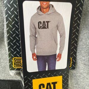 CATERPILLAR Size M GRAY Black Embroidered Logo Heavyweight Hoodie Sweatshirt
